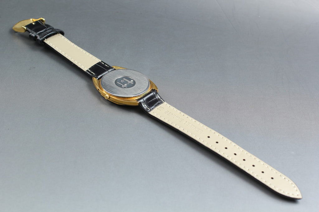 1980 Near MINT OMEGA De Ville 34mm 196.0144 Quartz Gold Dial Men's Watch Vintage