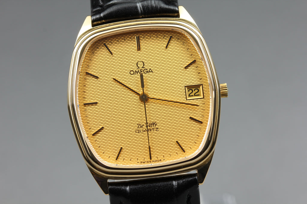 1980 Top MINT OMEGA De Ville 33mm 192.0046 Quartz Gold Dial Men's Watch Vintage