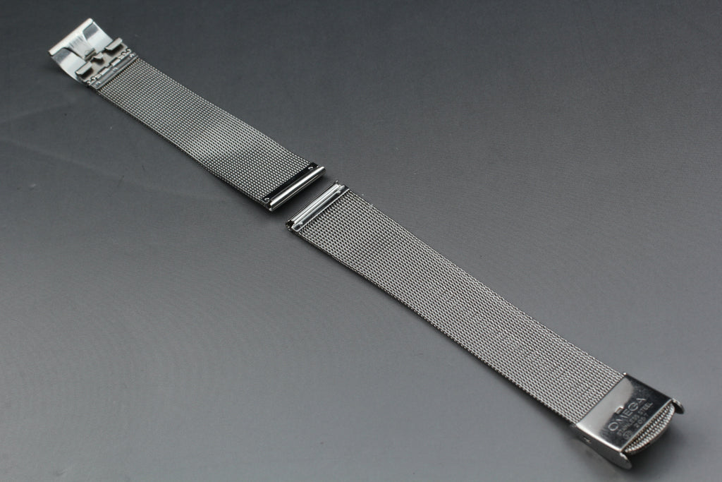 Near MINT OMEGA Milanese/Mesh Band 2057 18mm Stainless Bracelet Men's Vintage