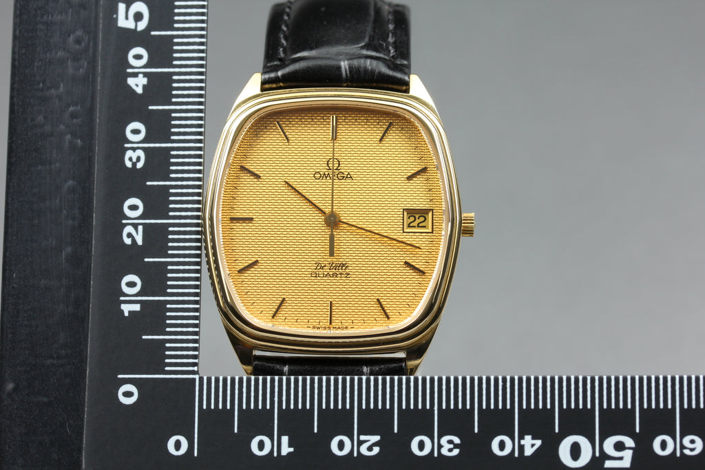 1980 Top MINT OMEGA De Ville 33mm 192.0046 Quartz Gold Dial Men's Watch Vintage