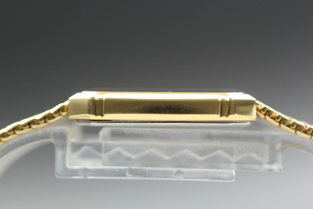 1984 Near MINT SEIKO Dolce 27mm 9521-5210 Quartz Gold 2P Diamond Men's Vintage