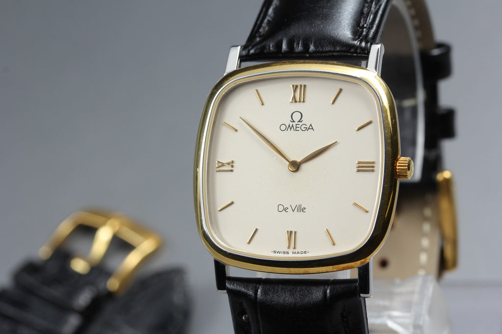 1996 Near MINT OMEGA De Ville 30mm 195.3378 Quartz Roman Dial Men's Vintage