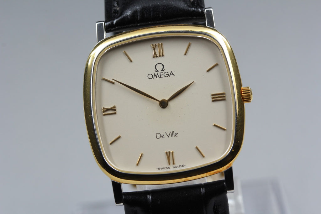 1996 Near MINT OMEGA De Ville 30mm 195.3378 Quartz Roman Dial Men's Vintage