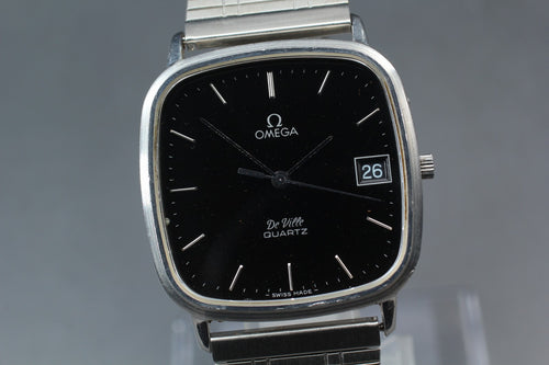 1979 Near MINT OMEGA De Ville 33mm 192.0042 Quartz Black Dial Men's Vintage