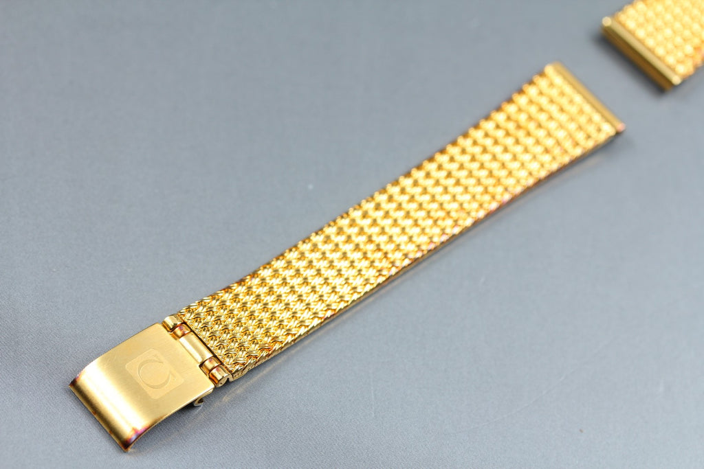 Near MINT OMEGA Milanese/Mesh Band 12mm Stainless Gold Plated Women's Vintage