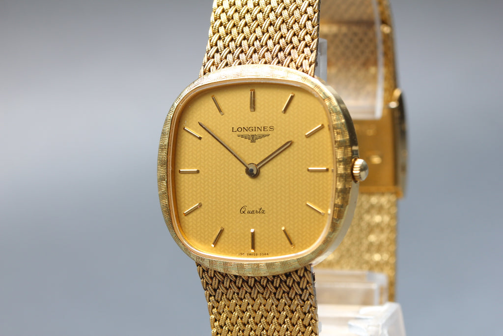 Near MINT LONGINES 150 3344 30mm Quartz L150.4 Gold Dial Men's Watch Vintage