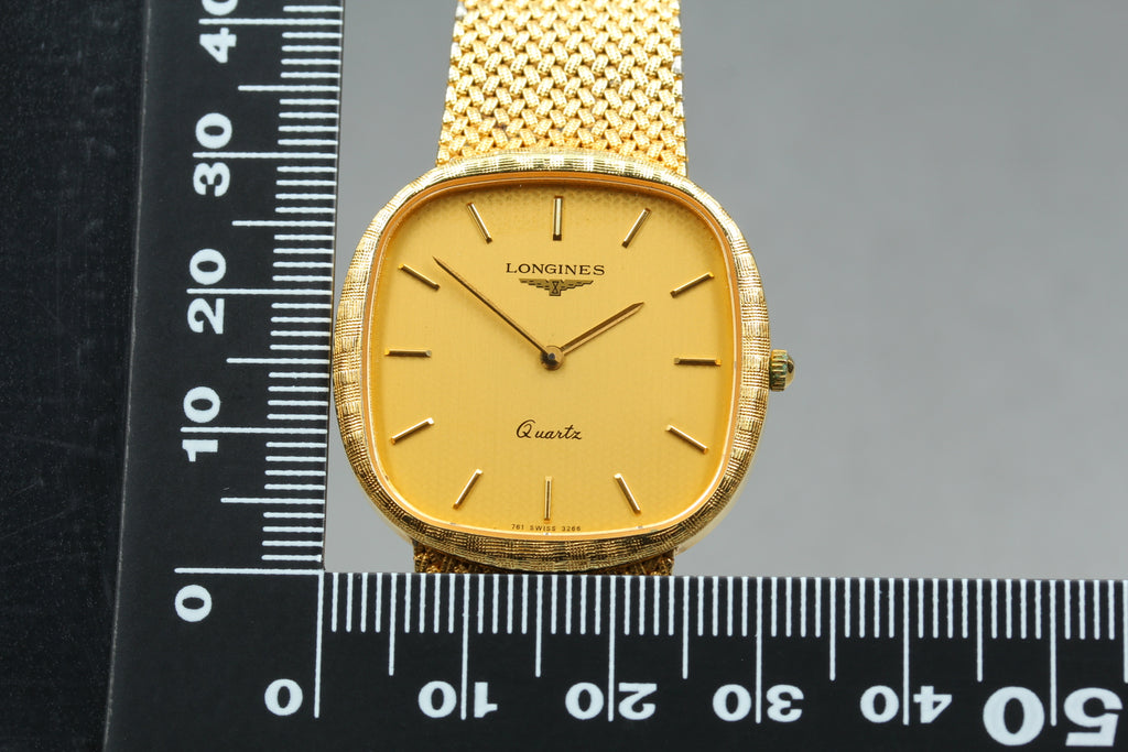 LONGINES 761 3266 30mm Quartz L761.2 Gold Plated Gold Dial Men's Vintage Exc+5