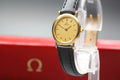 1991 Near MINT/Box OMEGA De Ville 22mm 595.0097.2 Quartz Gold Dial Women Vintage
