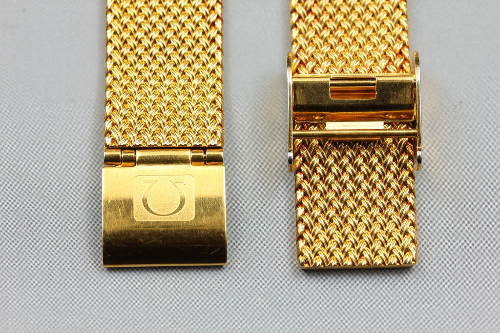 Near MINT OMEGA Milanese/Mesh Band 18mm Gold Plated Bracelet Men's Vintage