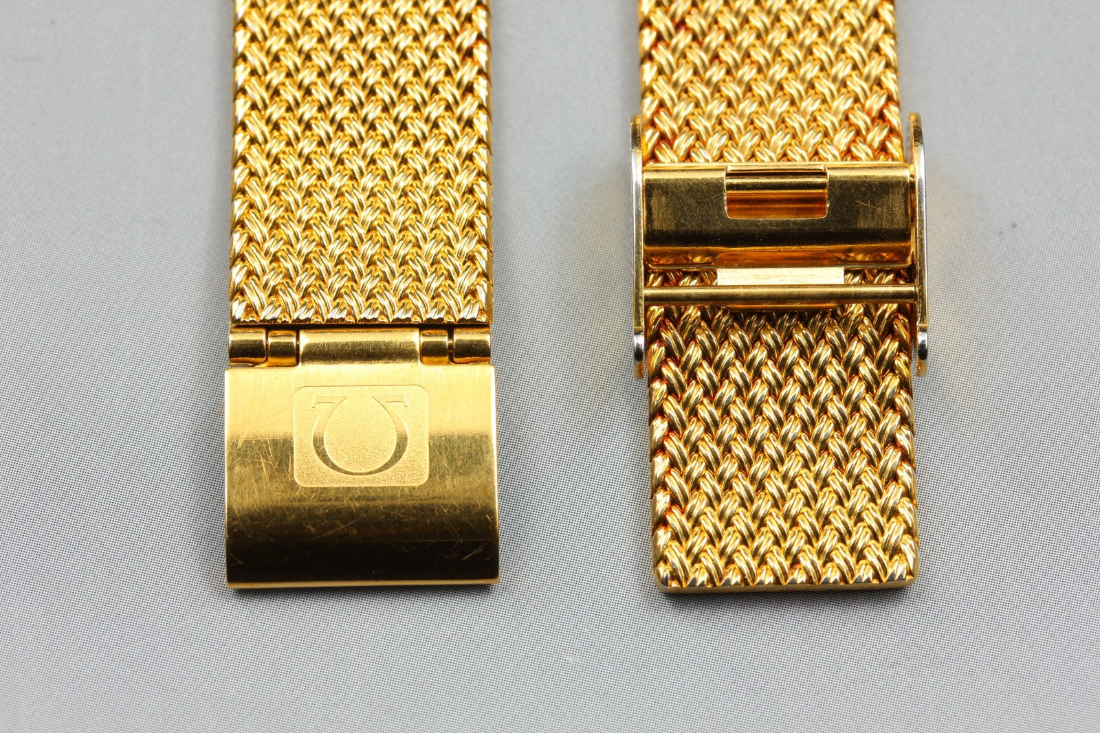Near MINT OMEGA Milanese/Mesh Band 18mm Gold Plated Bracelet Men's Vintage