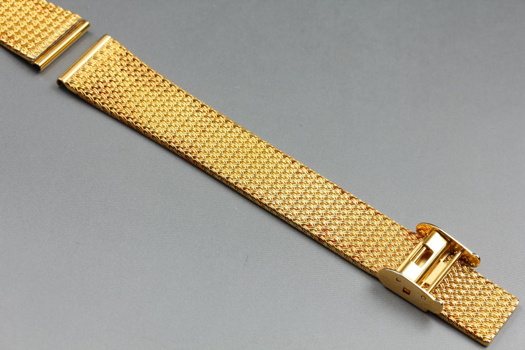 Near MINT OMEGA Milanese/Mesh Band 18mm Gold Plated Bracelet Men's Vintage