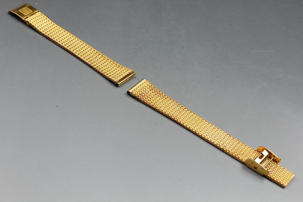 Near MINT OMEGA Milanese/Mesh Band 18mm Gold Plated Bracelet Men's Vintage