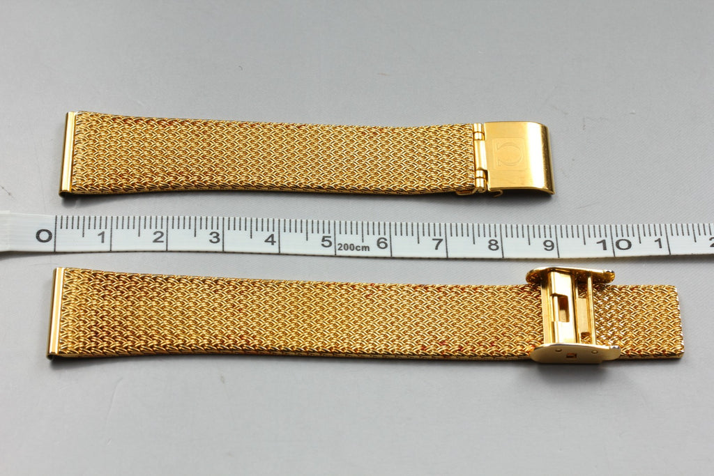 Near MINT OMEGA Milanese/Mesh Band 18mm Gold Plated Bracelet Men's Vintage