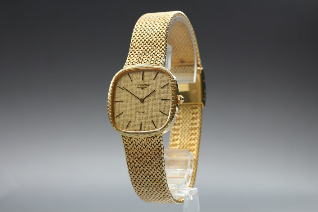 Full Set Near MINT LONGINES 960 3249 31mm Quartz Gold Dial Men's Watch Vintage