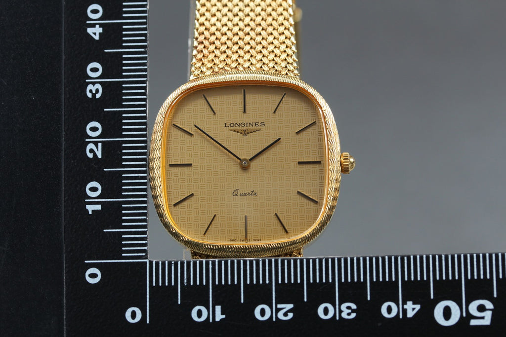 Full Set Near MINT LONGINES 960 3249 31mm Quartz Gold Dial Men's Watch Vintage