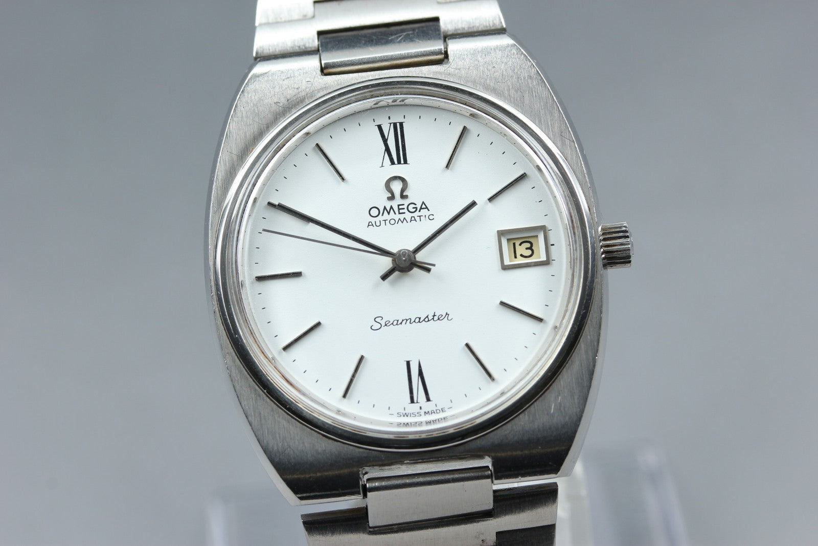 1974 Near MINT OMEGA Seamaster 35mm 166.0206 Automatic White Roman Men's Vintage