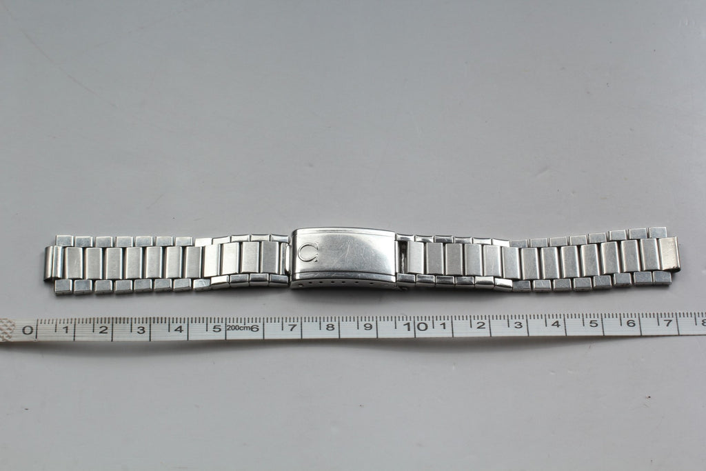 Near MINT OMEGA Caterpillar Bracelet 18mm FF630/1035 Stainless Steel Men Vintage
