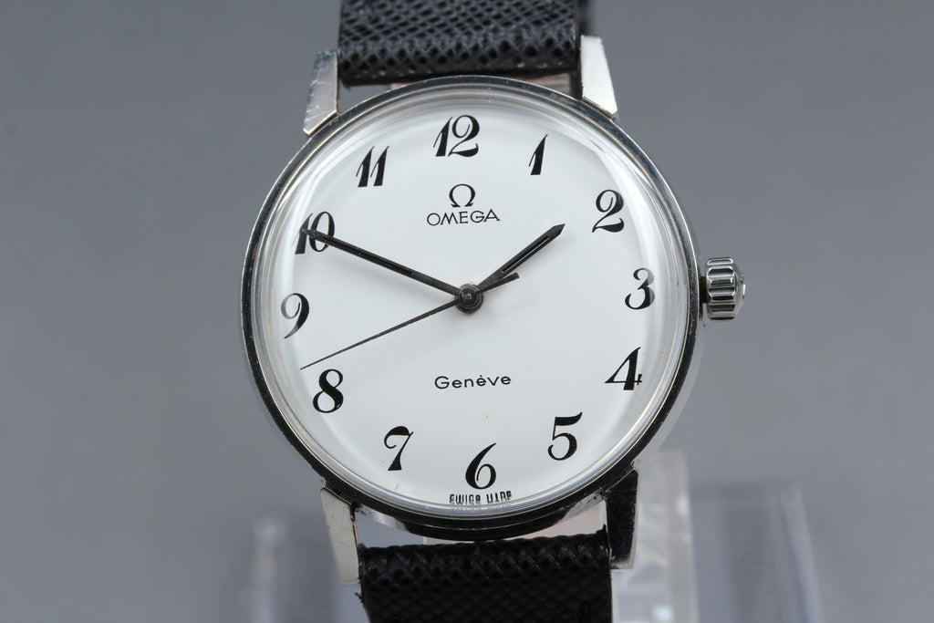 1969 Near MINT OMEGA Geneve 34mm 135.011 Manual White Arabic Dial Men's Vintage