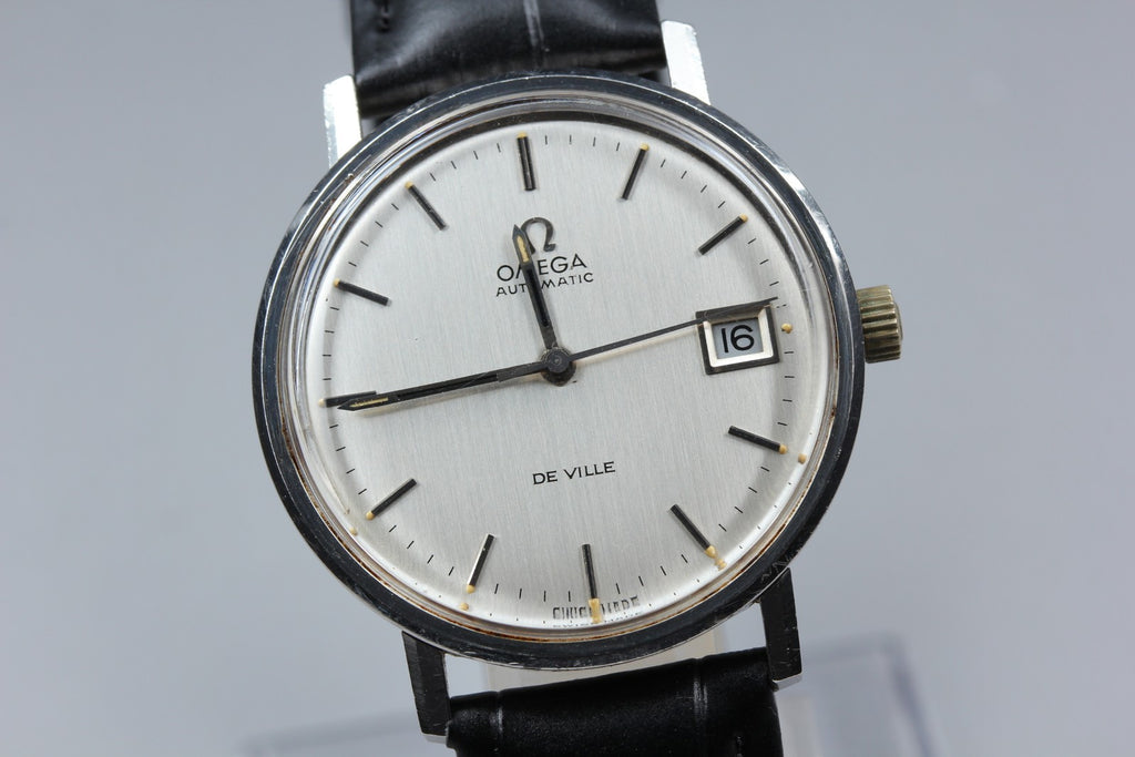 1971 Near MINT OMEGA De Ville 35mm 166.0086 Automatic Silver Dial Men's Vintage