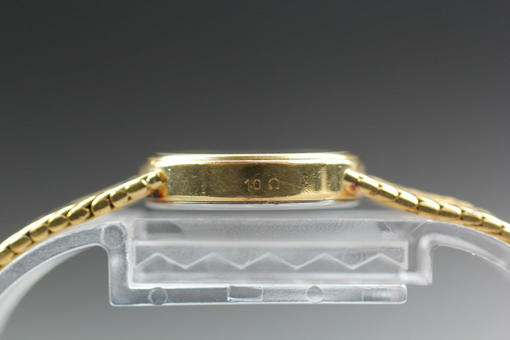 1984 Near MINT OMEGA De Ville 20mm 591.0268 Quartz Gold Dial Women's Vintage