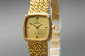 1980s Near MINT OMEGA De Ville 19mm 591.0289 Quartz Gold Roman Women's Vintage