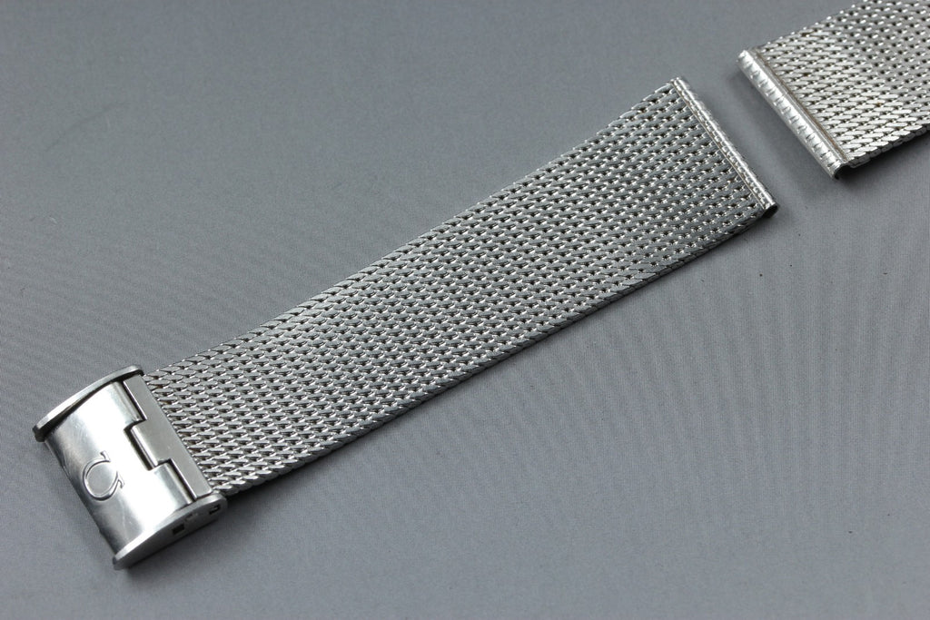 Near MINT OMEGA Milanese/Mesh Band 2038 18mm Stainless Steel Silver Men Vintage