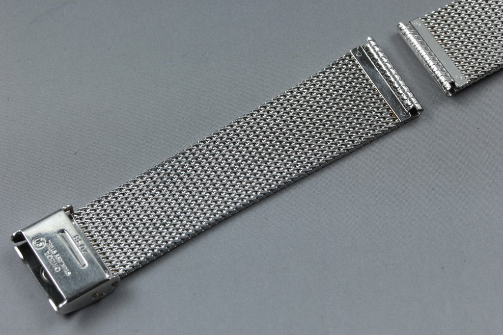 Near MINT OMEGA Milanese/Mesh Band 2038 18mm Stainless Steel Silver Men Vintage