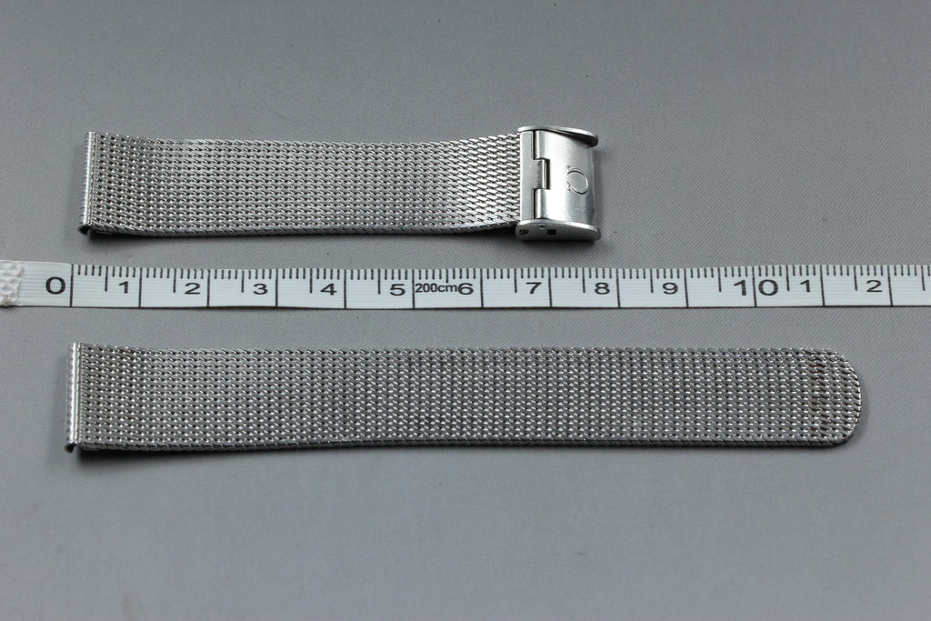 Near MINT OMEGA Milanese/Mesh Band 2038 18mm Stainless Steel Silver Men Vintage