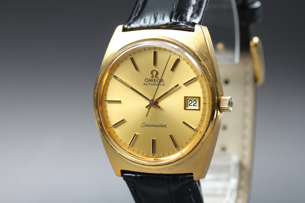 1974 Near MINT OMEGA Seamaster 34mm 166.0204 Automatic Gold Dial Men's Vintage