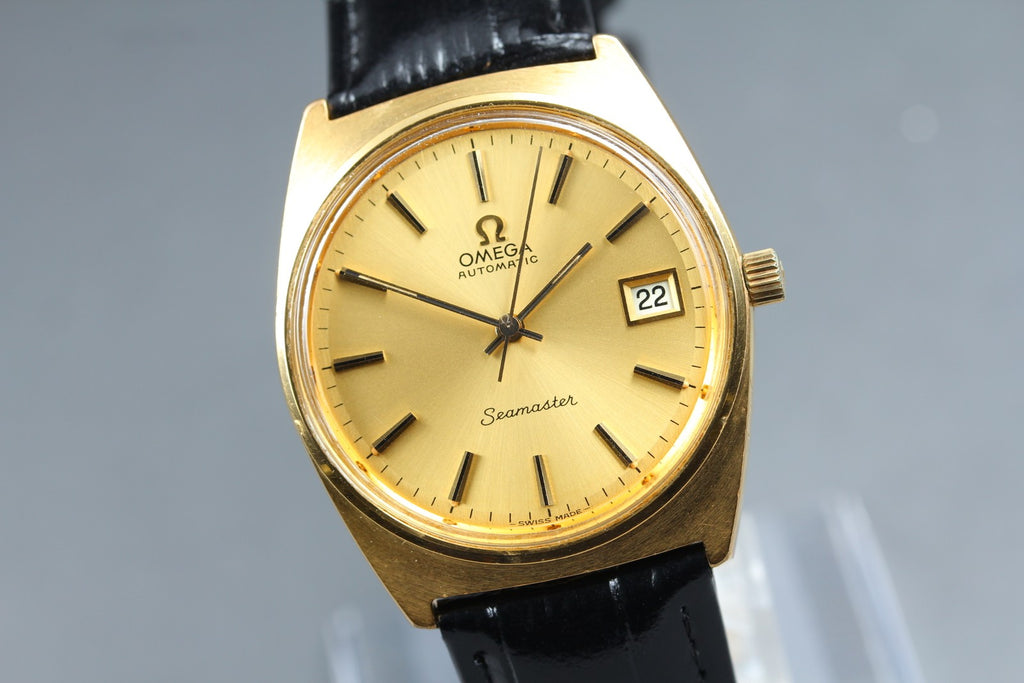 1974 Near MINT OMEGA Seamaster 34mm 166.0204 Automatic Gold Dial Men's Vintage