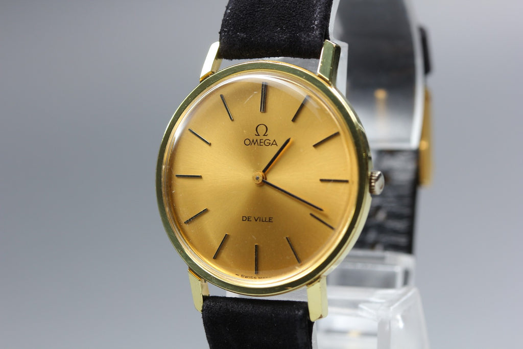 1976 Near MINT OMEGA De Ville 32mm 111.0114 Manual Wind Gold Dial Men's Vintage