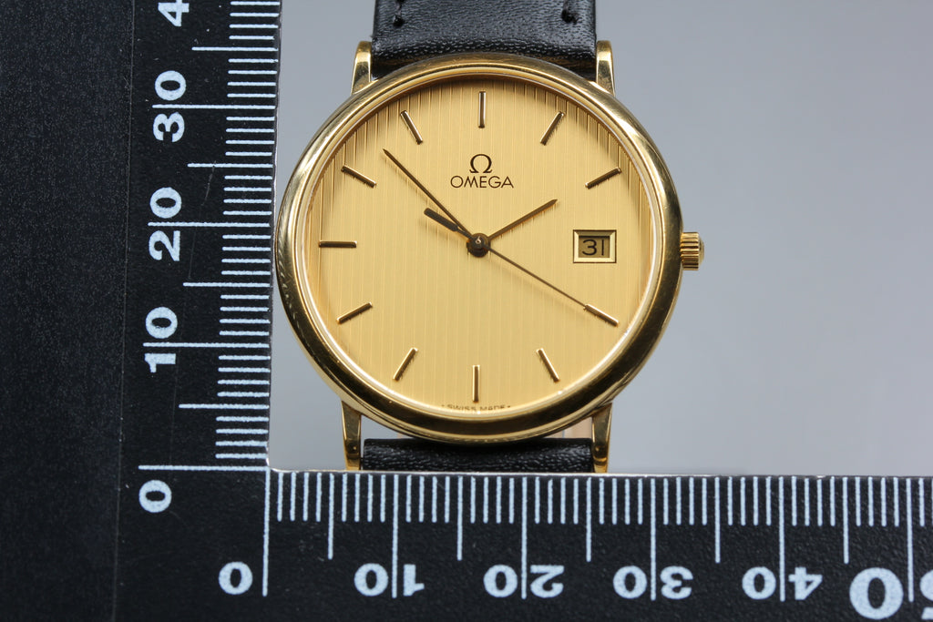 1988 Near MINT OMEGA De Ville 32mm 196.0312.1 Quartz Gold Dial Men's Vintage