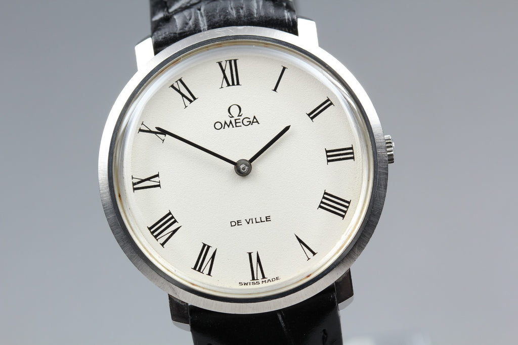 1972 Near MINT OMEGA De Ville 33mm 111.077 Manual White Roman Dial Men's Vintage