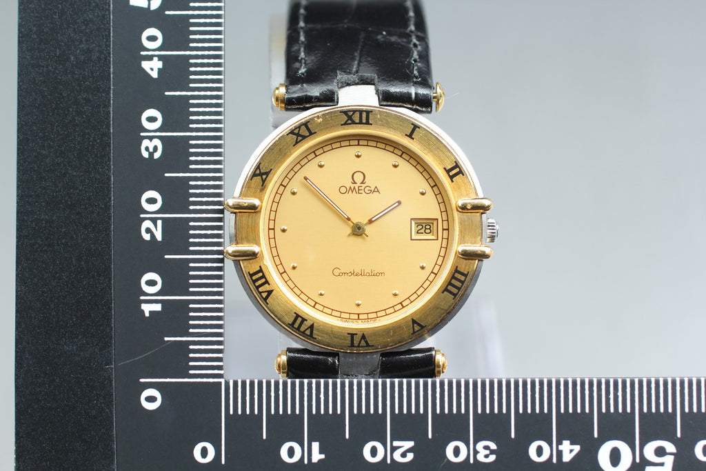 1993 Near MINT OMEGA Constellation 31mm 196.0360 Quartz Gold Dial Men's Vintage
