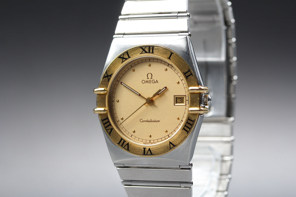 1988 Near MINT OMEGA Constellation 32mm 396.1070 Quartz Gold Dial Men's Vintage