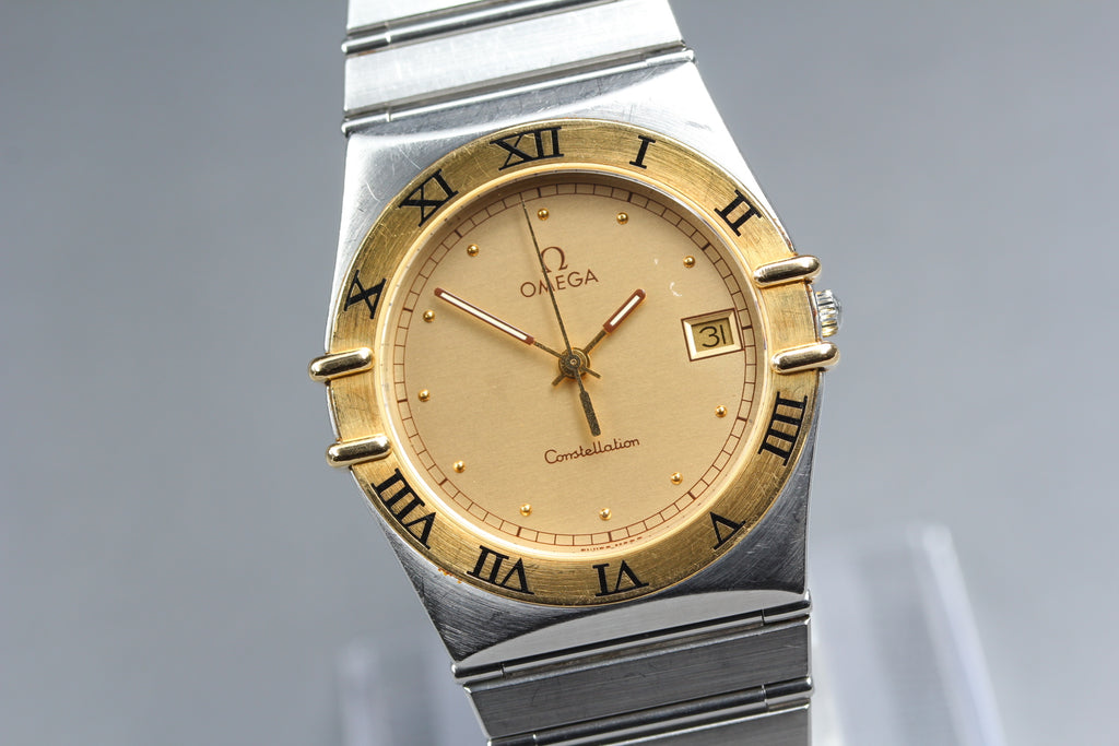 1988 Near MINT OMEGA Constellation 32mm 396.1070 Quartz Gold Dial Men's Vintage