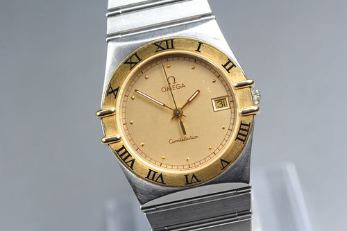 1988 Near MINT OMEGA Constellation 32mm 396.1070 Quartz Gold Dial Men's Vintage