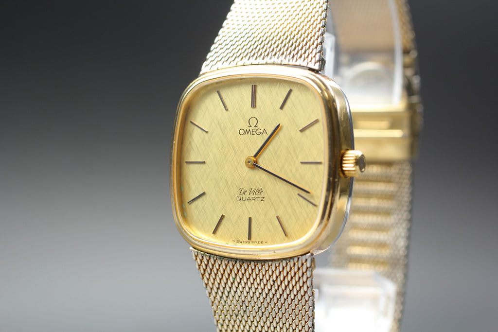 1979 OMEGA De Ville 30mm 191.0065 Quartz Gold Dial Men's Watch Vintage Exc+5