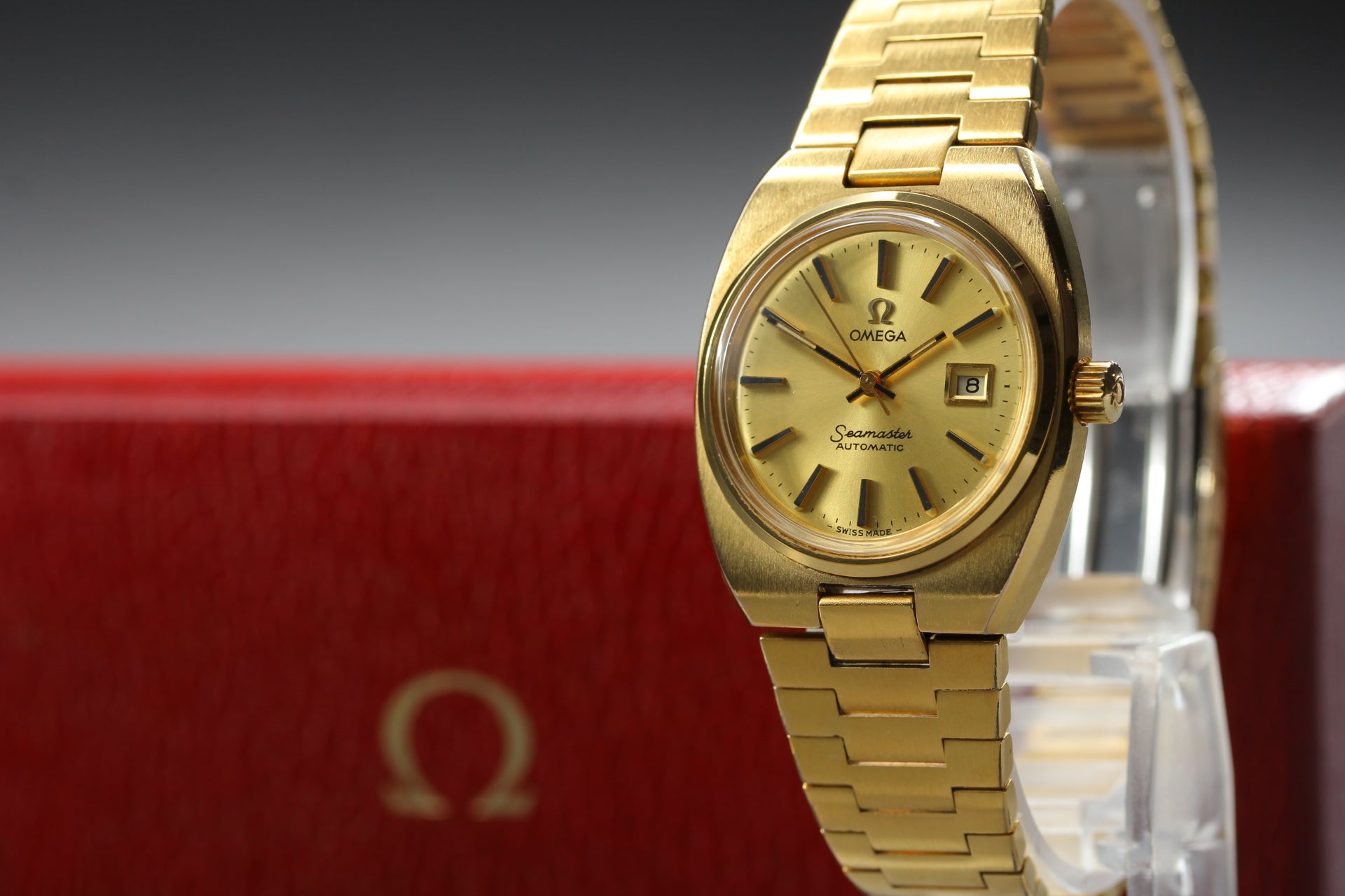 1979 Near MINT/Box OMEGA Seamaster 27mm 566.0087 Automatic Gold Women's Vintage