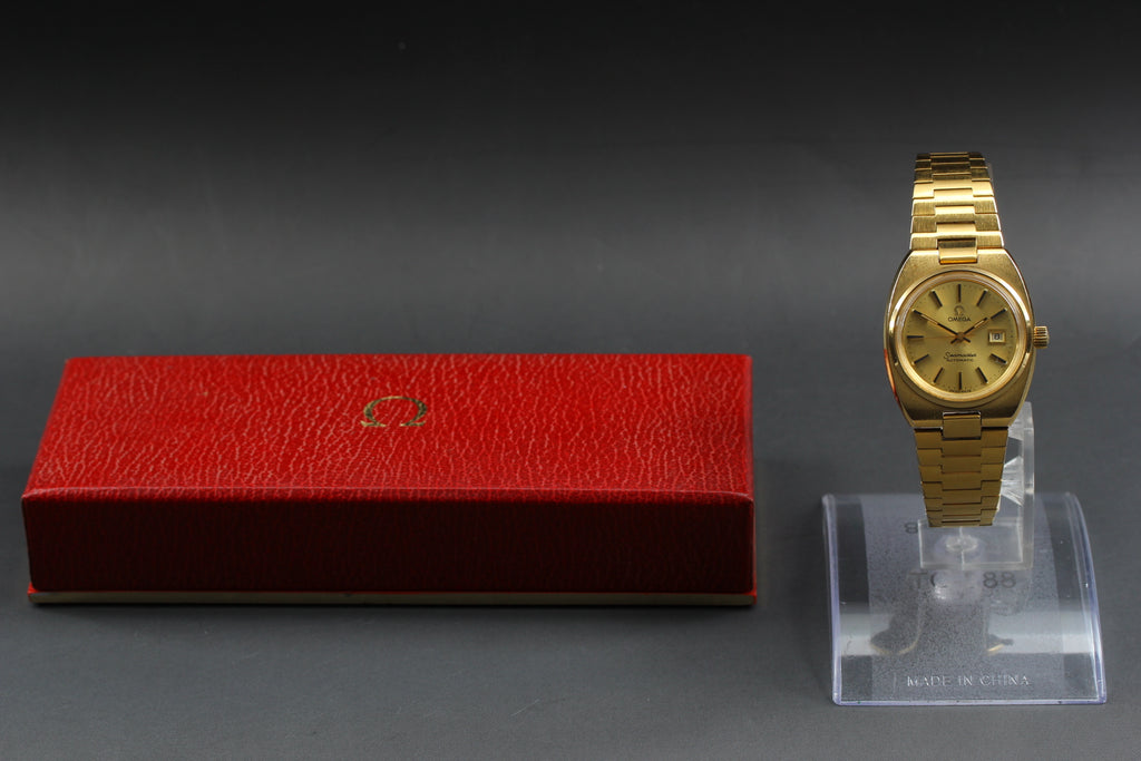 1979 Near MINT/Box OMEGA Seamaster 27mm 566.0087 Automatic Gold Women's Vintage
