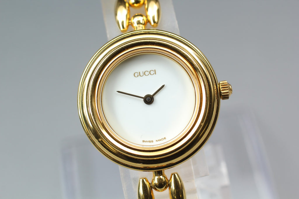 Near MINT/Box GUCCI Change Bezel 11/12.2 6 Colors 26mm Quartz White Dial Women's