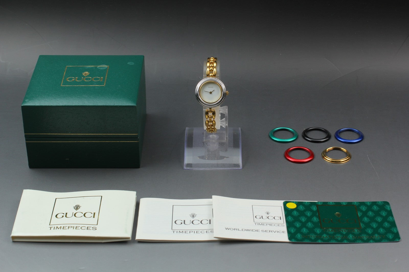 Full Set/Near MINT GUCCI Change Bezel 11/12.2 26mm 6 Colors Gold Quartz Women's