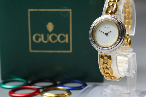 Full Set/Near MINT GUCCI Change Bezel 11/12.2 26mm 6 Colors Gold Quartz Women's