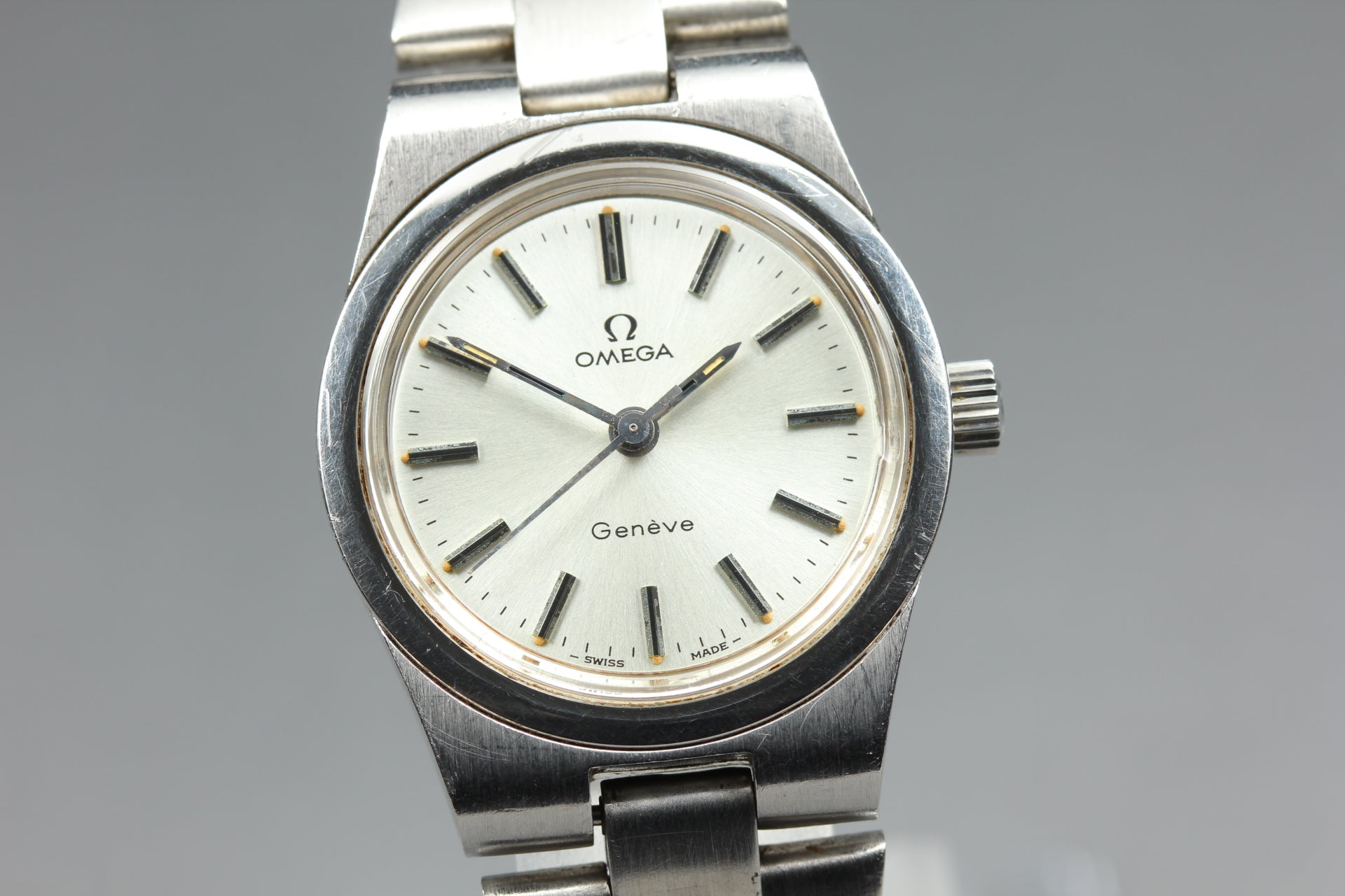 1974 w/Box OMEGA Geneve 26mm 535.0033 Manual Silver Dial Women's Vintage Exc+5