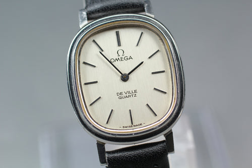 1979 Near MINT OMEGA De Ville 24mm 591.0021 Quartz Silver Dial Women's Vintage