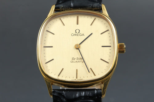 1979 Near MINT OMEGA De Ville 31mm 191.0073 Quartz Gold Dial Men's Watch Vintage