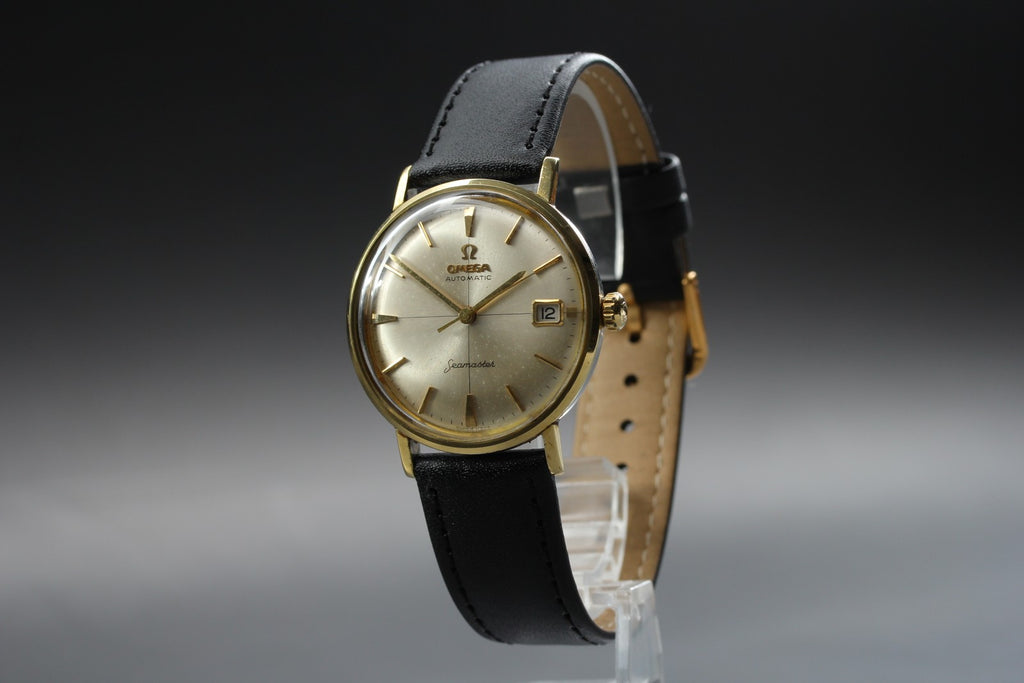Near MINT OMEGA Seamaster 34mm Automatic Champagne Gold Dial Men's Watch Vintage