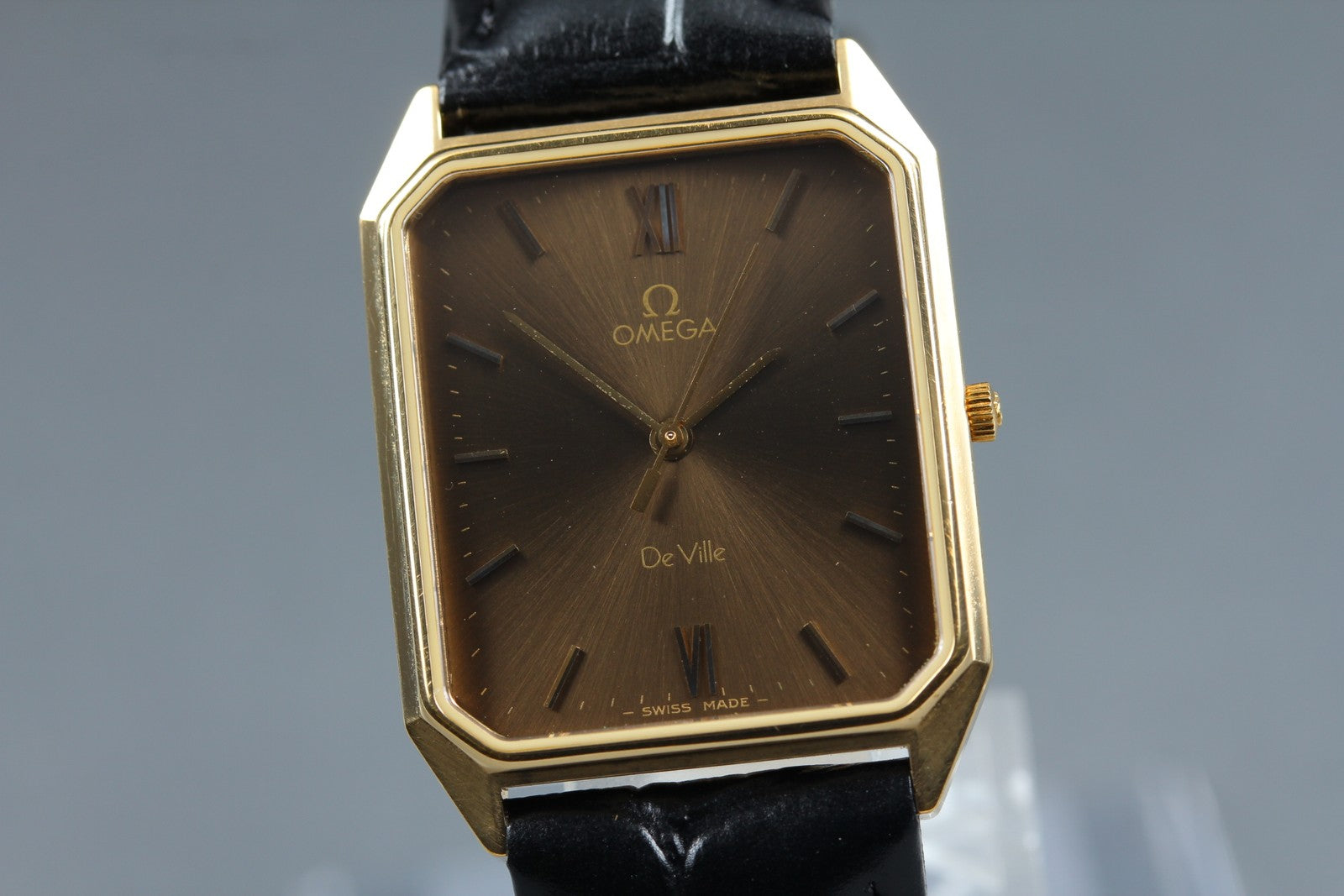 1982 MINT OMEGA De Ville 25mm 191.0191 Quartz Brown Roman Dial Men's Vintage