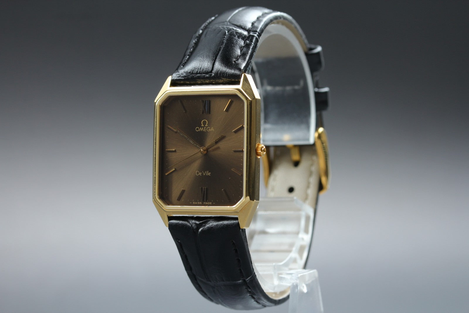 1982 MINT OMEGA De Ville 25mm 191.0191 Quartz Brown Roman Dial Men's Vintage
