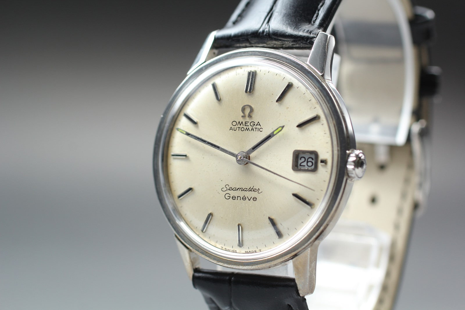 1967 Near MINT OMEGA Seamaster Geneve 34mm 166.002 Automatic Silver Men Vintage
